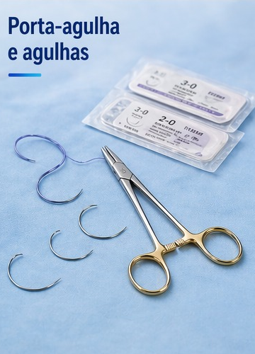 porta agulha e agulhas